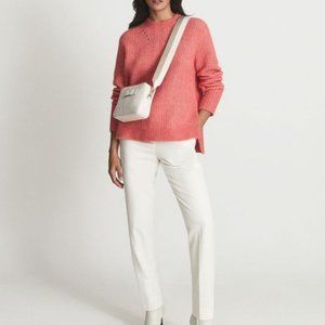 REISS Emma Waffle Knit Coral Jumper Sweater (Medium)